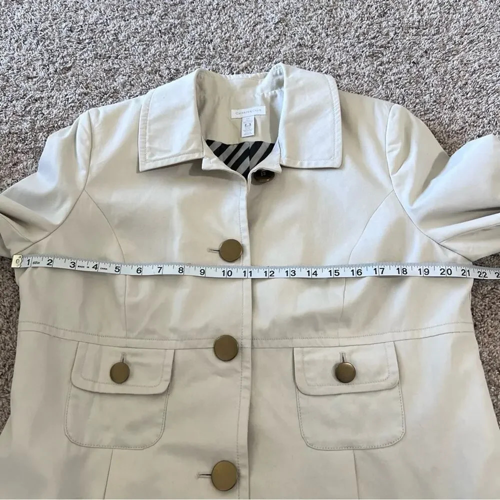 Charter Club Women's Cream Black Striped Cotton Blend Empire Waist Jacket - Picture 7 of 12